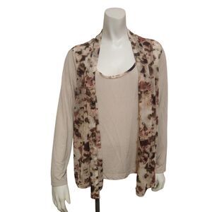 SIMPLY VERA Tan Abstract One Piece Blouse with Jacket Scarf Womens Size PXL